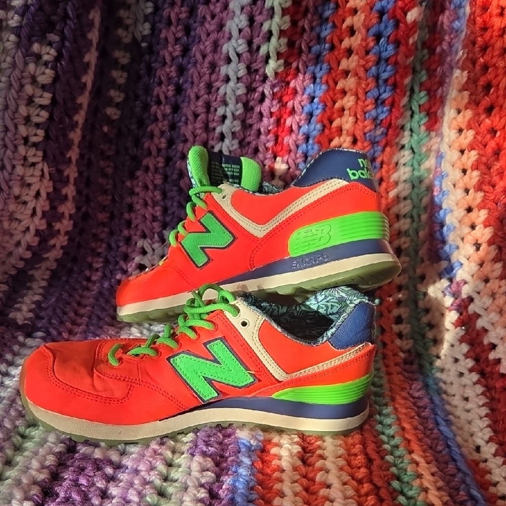 New Balance Kids' Vibrant Red and Green Sneakers